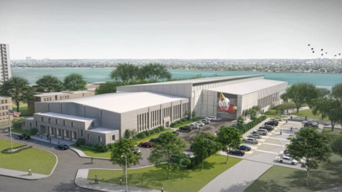 Renderings for the Warehouse addition to the Brodhead Armory