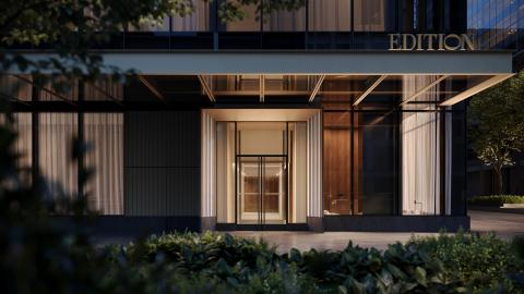 A rendering of an entrance to an Edition Hotel